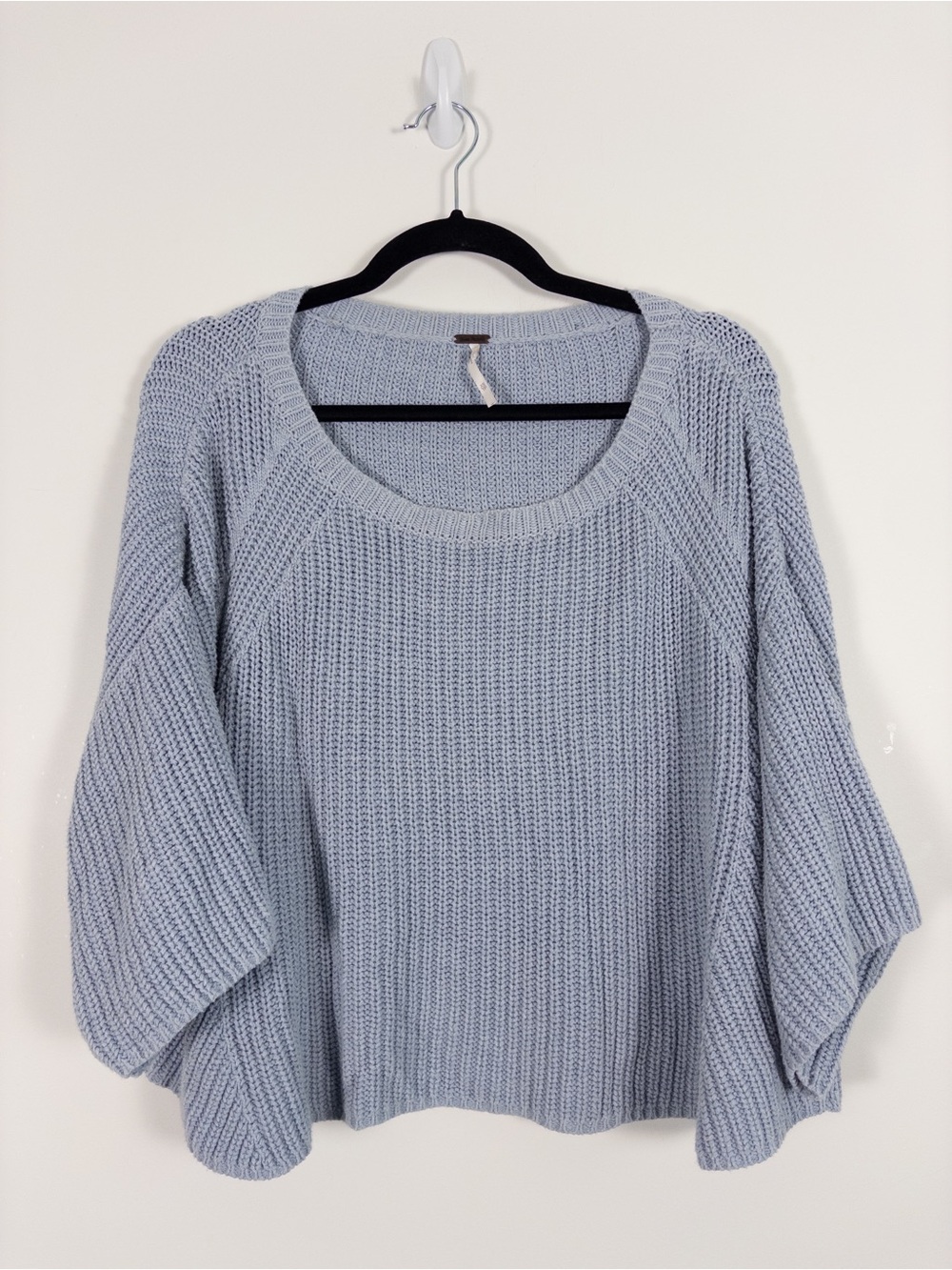 Free People Oversized Light Blue Dolman Short Sleeve Sweater